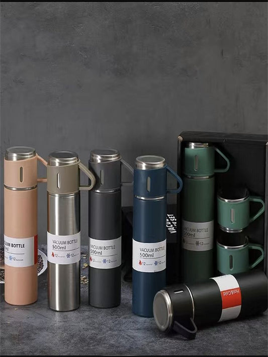Stainless steel vacuum flask set
